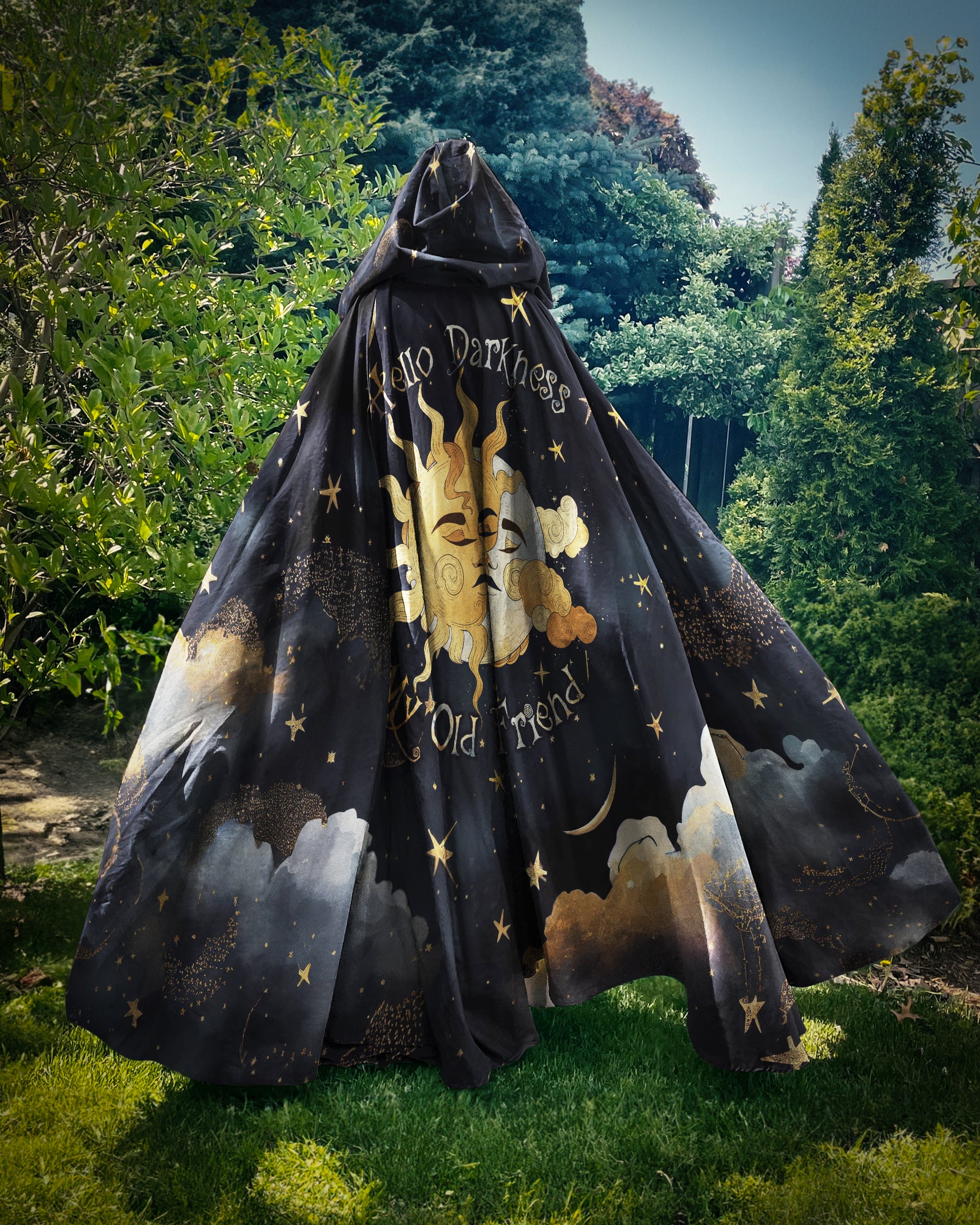 HELLO DARKNESS MY OLD FRIEND SUN MOON HOODED CLOAK - TLTW0308233