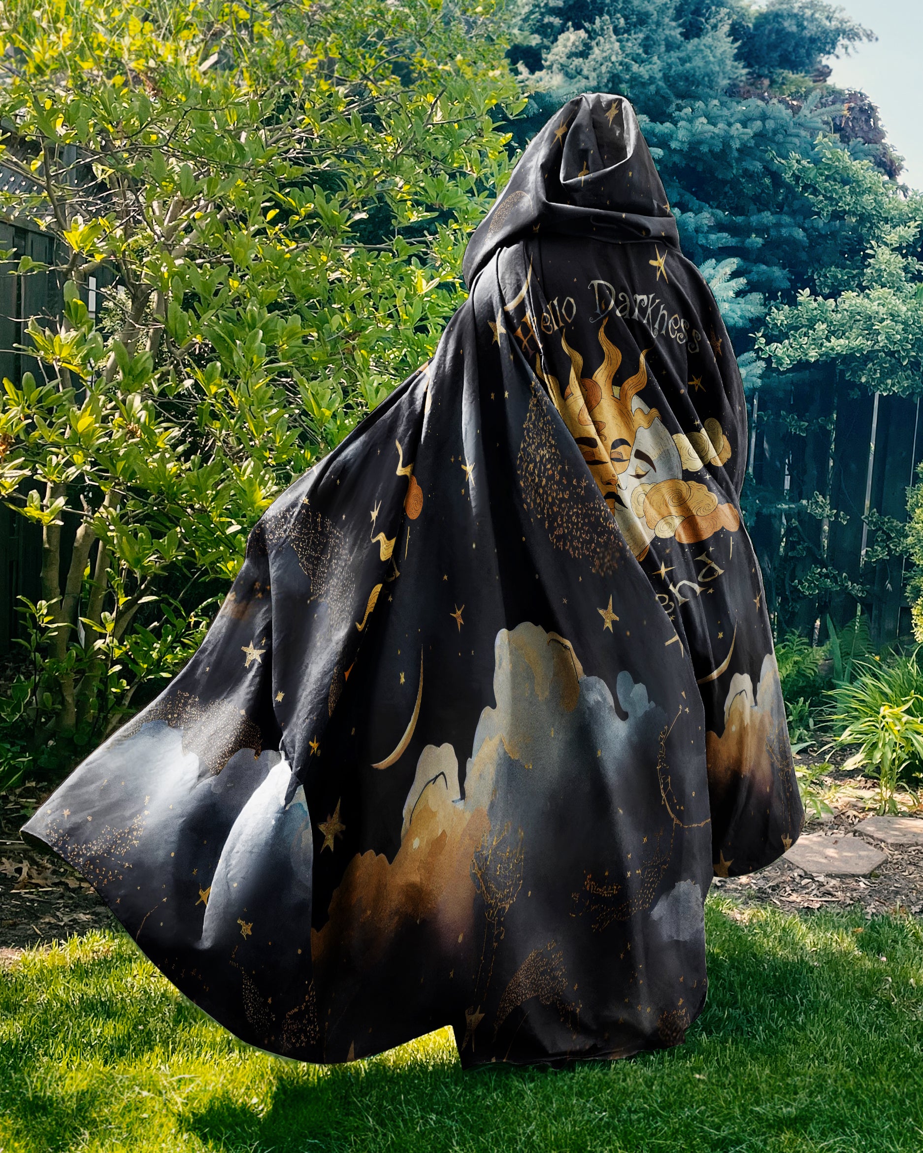 HELLO DARKNESS MY OLD FRIEND SUN MOON HOODED CLOAK - TLTW0308233