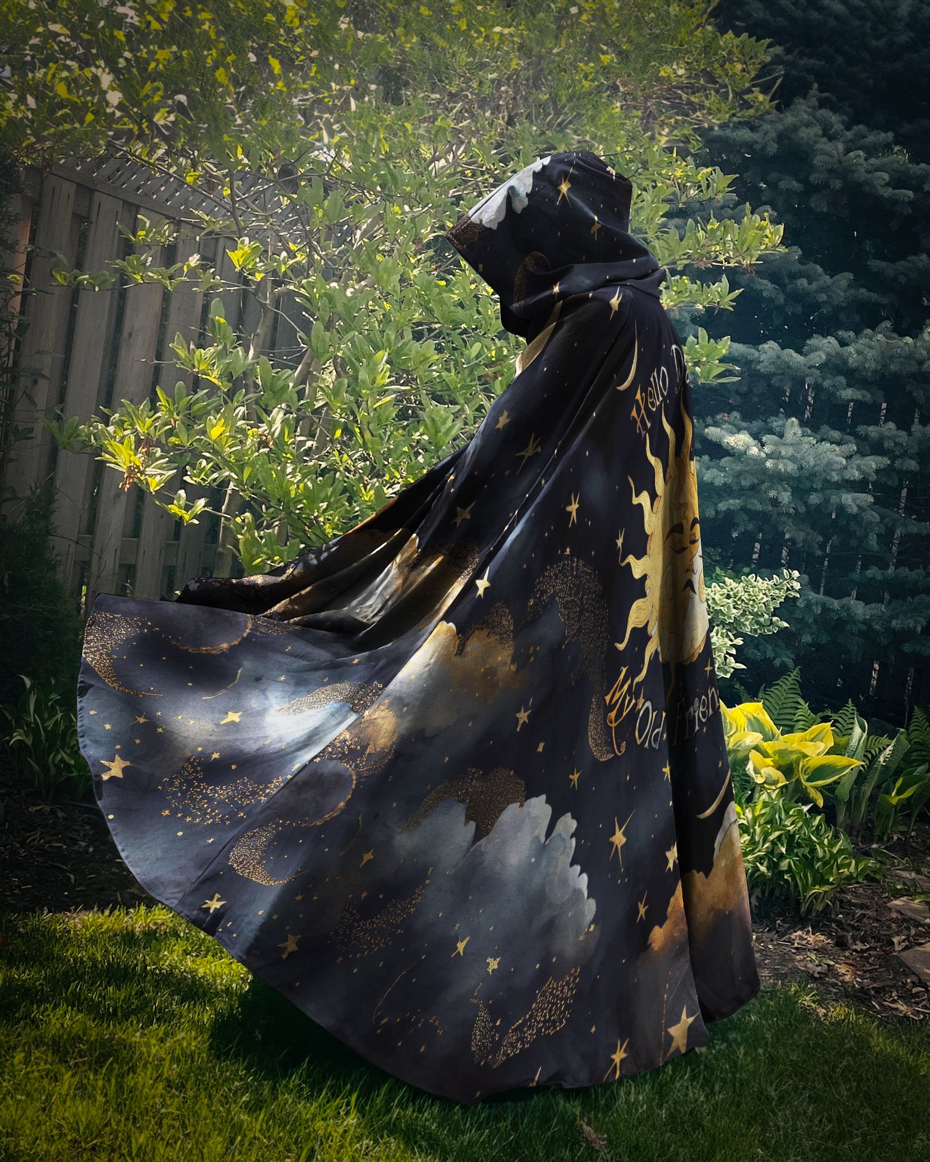 HELLO DARKNESS MY OLD FRIEND SUN MOON HOODED CLOAK - TLTW0308233