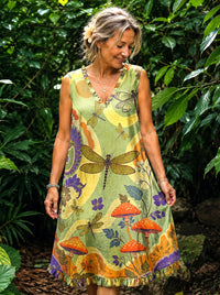 DRAGONFLY NATURE V-NECK TUNIC DRESS - TLNT19082611