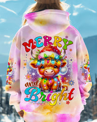 MERRY AND BRIGHT CHRISTMAS COW ALL OVER PRINT - TYQY2910244