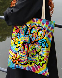HIPPIE PEACE LOVE FLOWERS TIE DYE TOTE BAG - TY0406241
