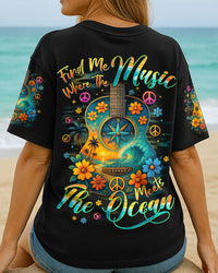 FIND ME WHERE THE MUSIC MEETS THE OCEAN GUITAR ALL OVER PRINT - TYQY2204251