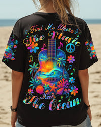 FIND ME WHERE THE MUSIC MEETS THE OCEAN GUITAR ALL OVER PRINT - TYQY0404252
