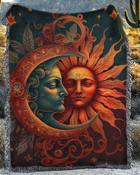 VINTAGE SUN AND MOON WOVEN AND FLEECE BLANKET - TLNT1008233