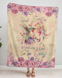 JUST BREATHE HUMMINGBIRD WOVEN AND FLEECE BLANKET - YHDU2803247