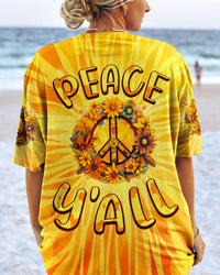 PEACE Y'ALL SUNFLOWERS TIE DYE ALL OVER PRINT - TY3006231