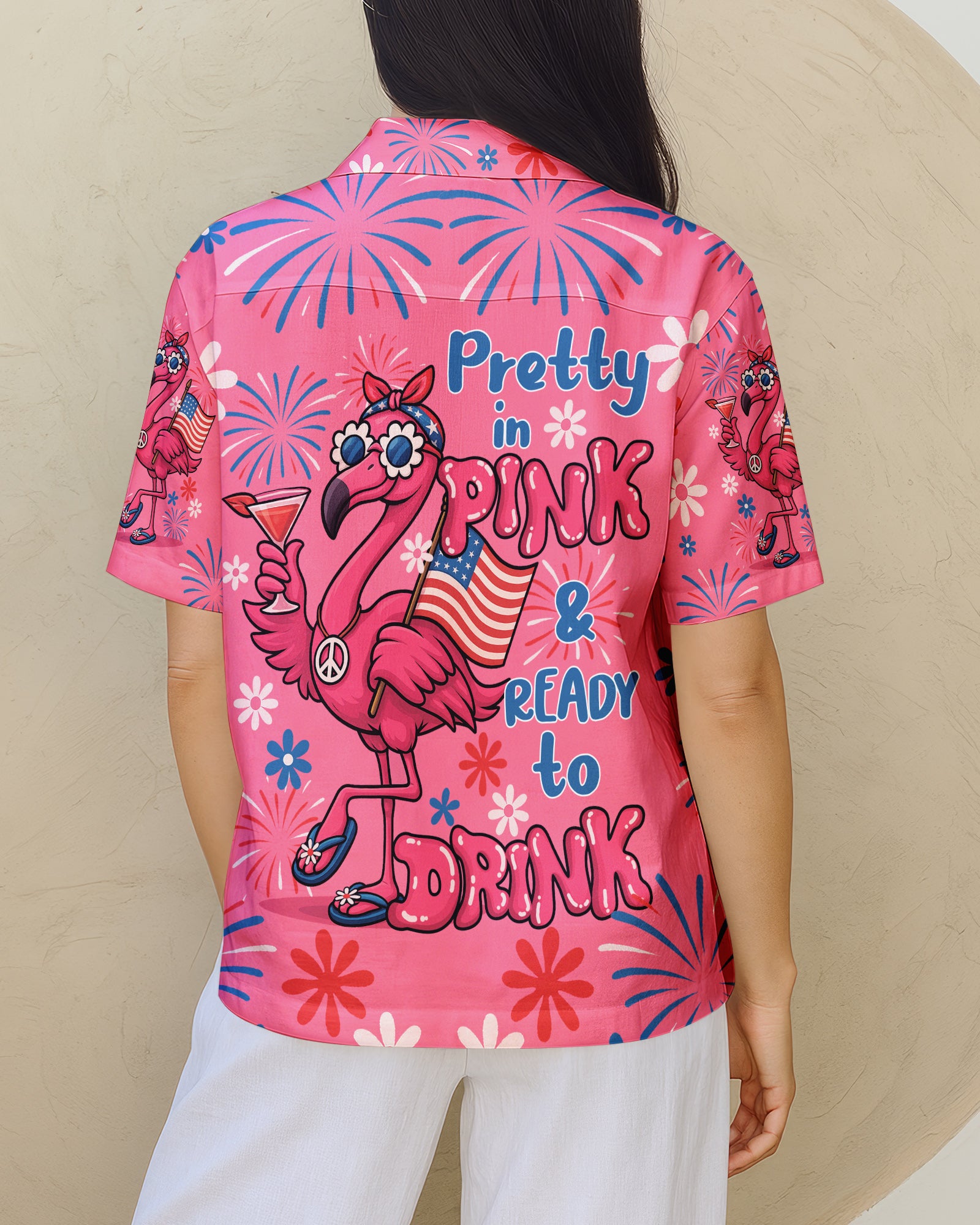 PRETTY IN PINK FLAMINGO HAWAIIAN SHIRT - TYQY1305256