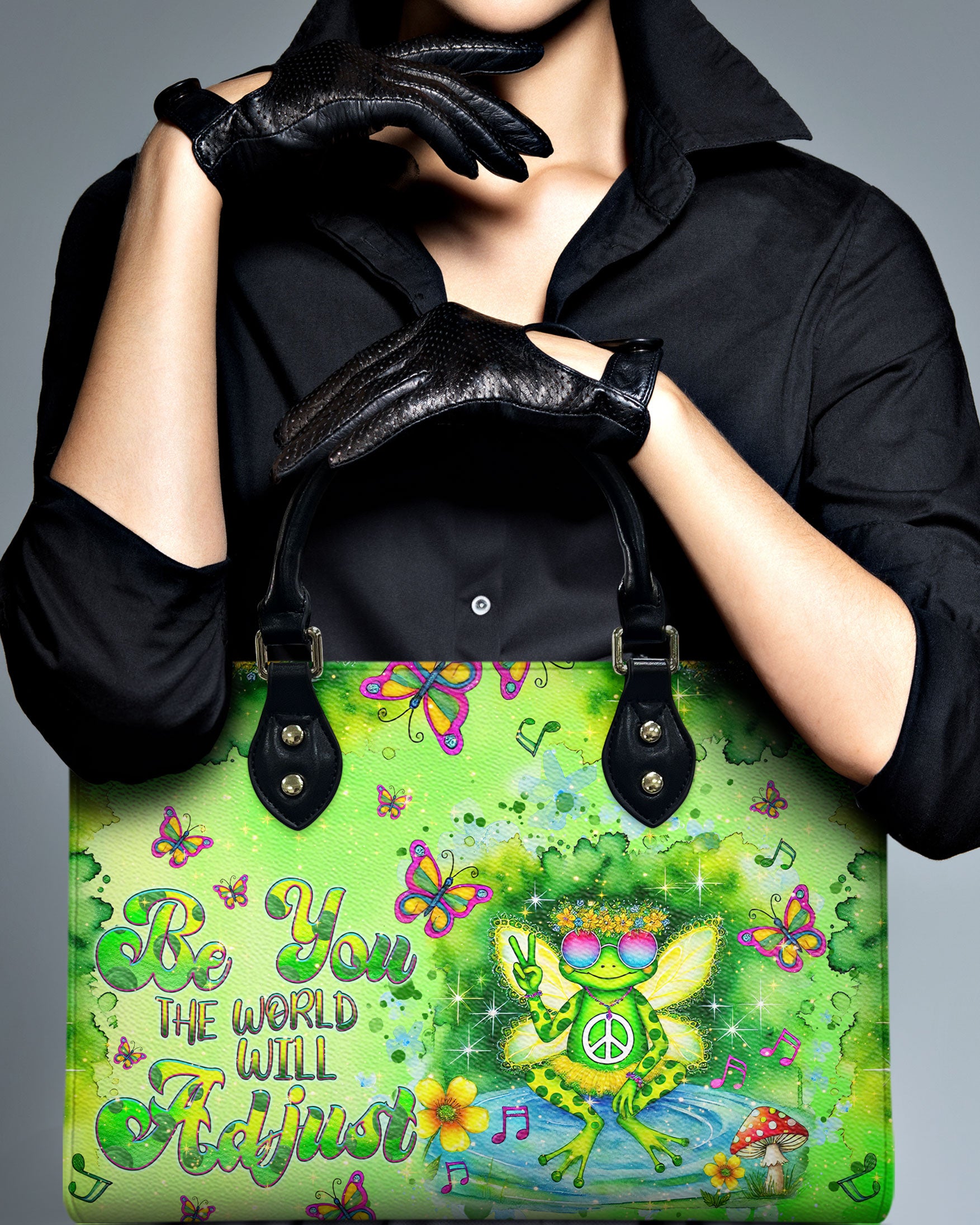 BE YOU THE WORLD WILL ADJUST FROG LEATHER HANDBAG - TLNT0909244