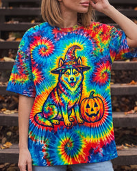 HALLOWEEN WITCH HUSKY DOG PUMPKIN SPIRAL ALL OVER PRINT - TYPQ1609264