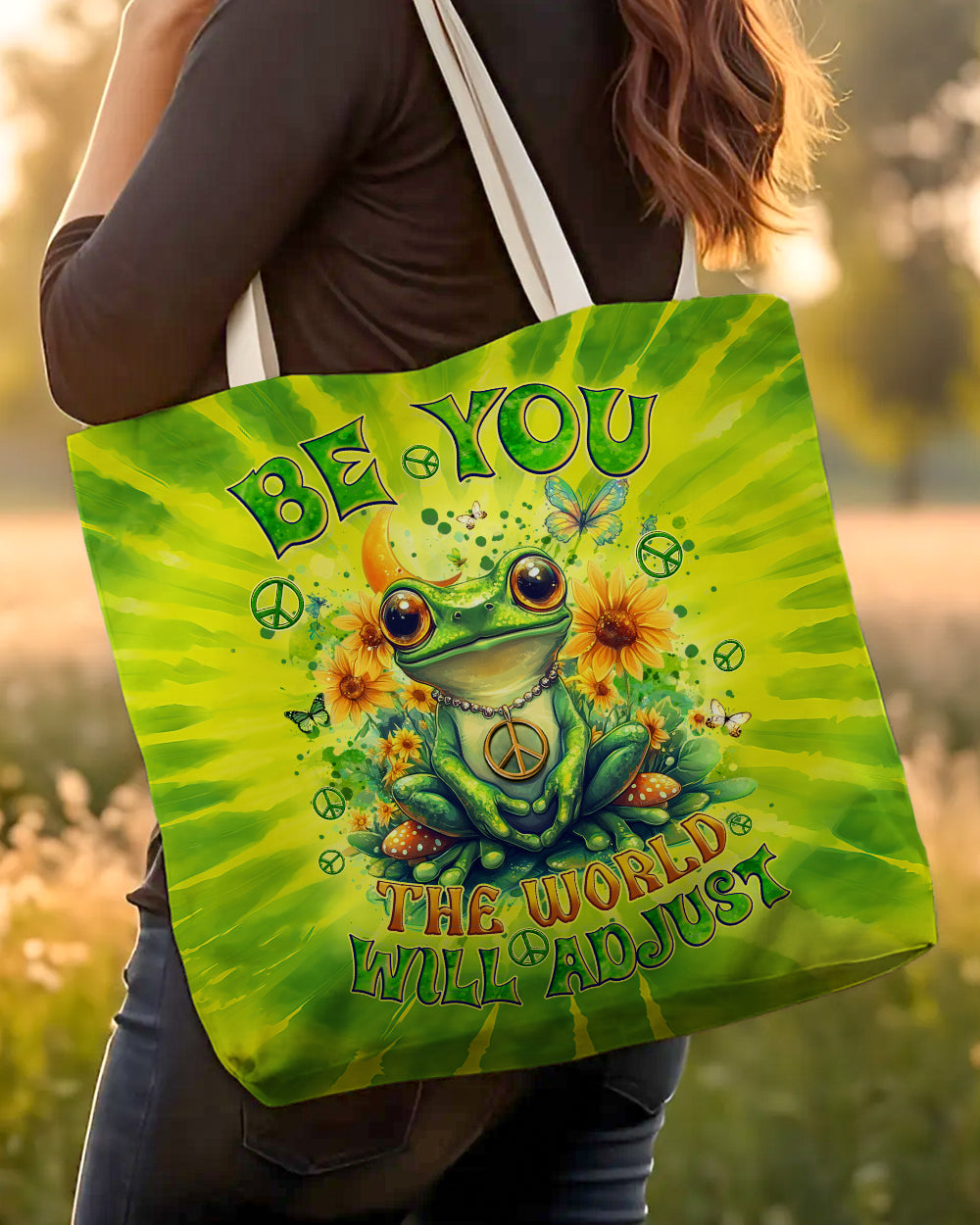 BE YOU THE WORLD WILL ADJUST FROG TIE DYE TOTE BAG - TYQY0401255