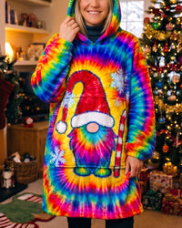 GNOT SANTA CHRISTMAS COLORFUL BURST SHERPA BLANKET HOODIE - TLNT2210262