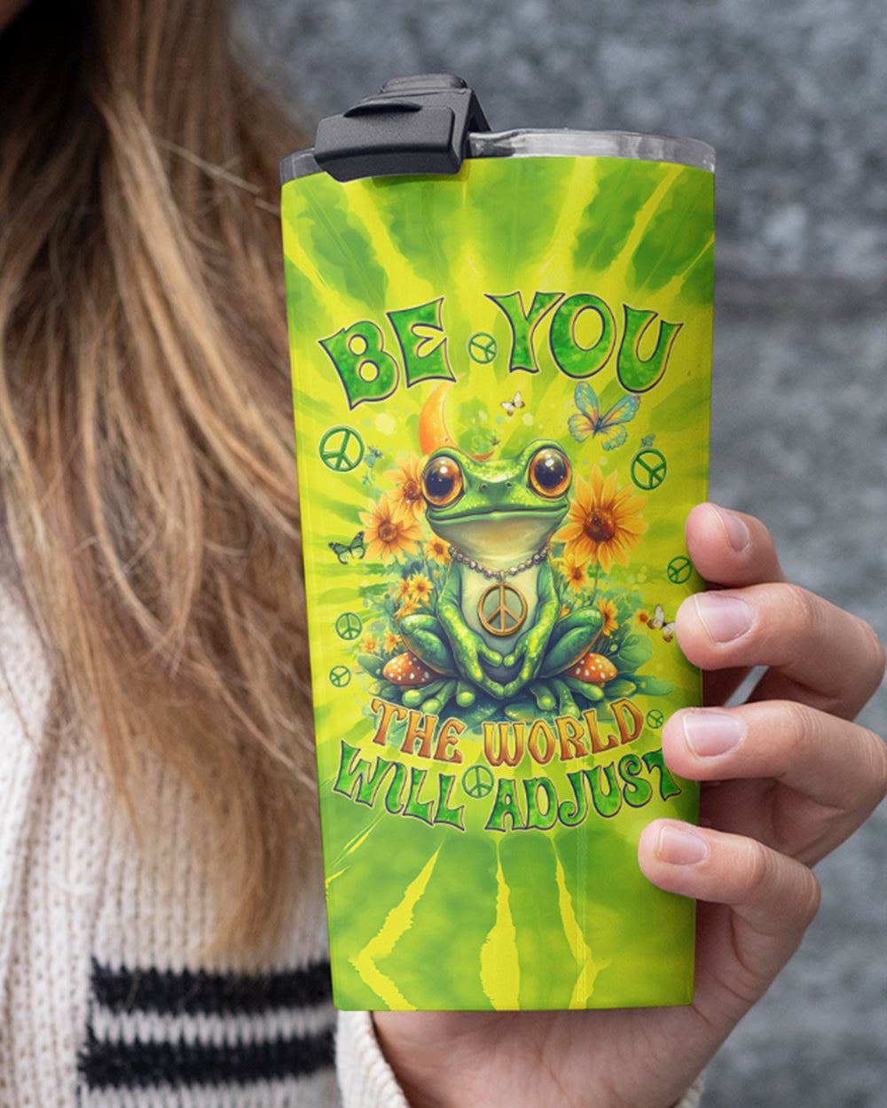 BE YOU THE WORLD WILL ADJUST FROG TIE DYE TUMBLER - TYQY0401252