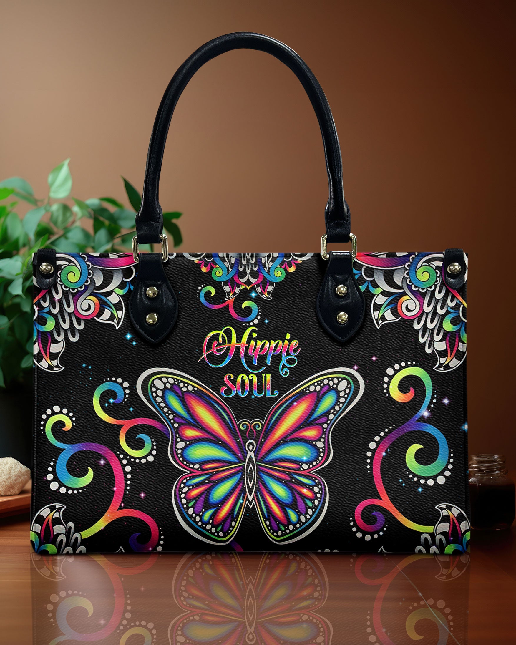 HIPPIE SOUL BUTTERFLY COLORFUL LEATHER HANDBAG - TLNT0411245