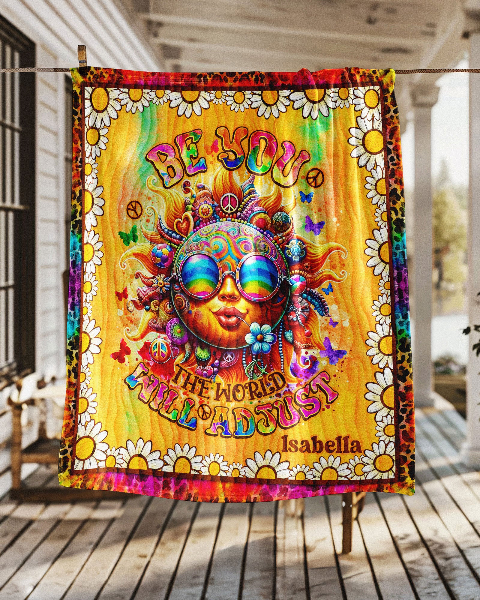 PERSONALIZED BE YOU THE WORLD WILL ADJUST SUN FLEECE BLANKET  - TLNO0703251