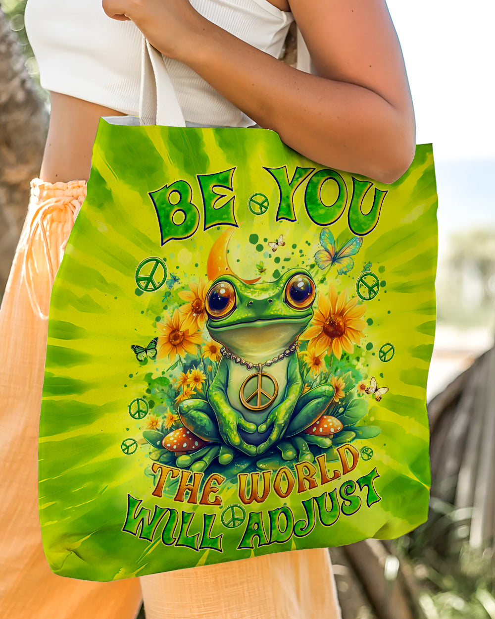 BE YOU THE WORLD WILL ADJUST FROG TIE DYE TOTE BAG - TYQY0401255