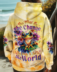 YOU MUST BE THE CHANGE FROG ALL OVER PRINT - TYTD3009243