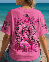IN OCTOBER WE WEAR PINK FLOWER BREAST CANCER AWARENESS ALL OVER PRINT - TYTD1609252