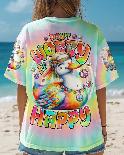 DON'T WORRY BE HAPPY DUCK HIPPIE TIE DYE ALL OVER PRINT - TYTD1508251