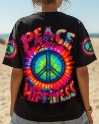 PEACE LOVE HIPPINESS TIE DYE ALL OVER PRINT - TYTD0206251