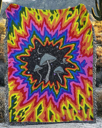 MUSHROOM COLORFUL WOVEN AND FLEECE BLANKET - TLNO1008232