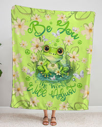 BE YOU THE WORLD WILL ADJUST FROG WOVEN AND FLEECE BLANKET - TLTW2709236