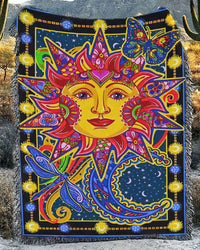 CELESTIAL SUN AND MOON WOVEN AND FLEECE BLANKET - TLTR1008232