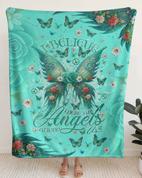 I BELIEVE THERE ARE ANGELS AMONG US WINGS FLEECE BLANKET - TLNO2803247