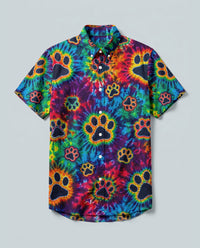 COLORFUL BURST PAW PRINT BUTTON-DOWN COLLAR SHIRT - KMTM0206263