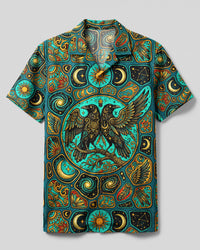 CELESTIAL MYSTIC RAVEN PATCHWORK CAMP SHIRT - TYQY1509269