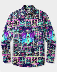 UFO COW PATCHWORK LONG SLEEVE BUTTON-DOWN SHIRT - TYQY2109264