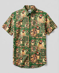 A HOLLY JOLLY PUG-MAS DOG CHRISTMAS BUTTON-DOWN COLLAR SHIRT - TYQY0110266