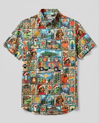 HOLIDAY VAN ANIMAL CHRISTMAS PATCHWORK BUTTON-DOWN COLLAR SHIRT - TYQY0110262