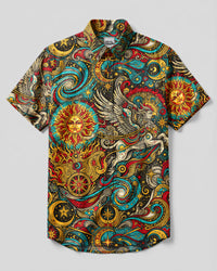 COSMIC SUN CHARIOT BUTTON-DOWN COLLAR SHIRT - TYQY1509264