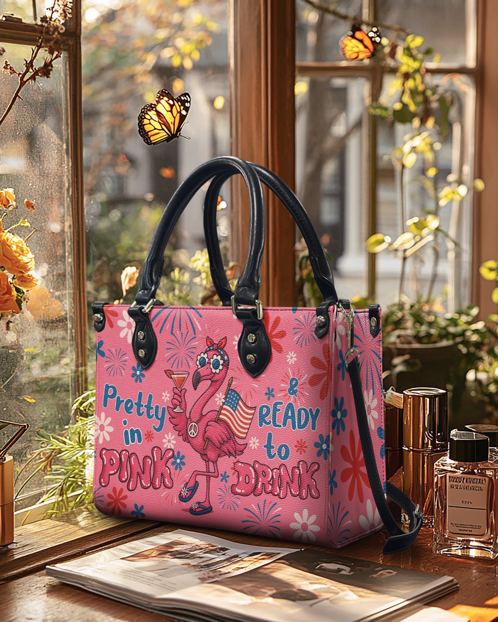 PRETTY IN PINK FLAMINGO LEATHER HANDBAG - TYQY1305259