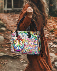 IMAGINE ALL THE PEOPLE LIVING LIFE IN PEACE TIE DYE LEATHER HANDBAG - TYQY15042511