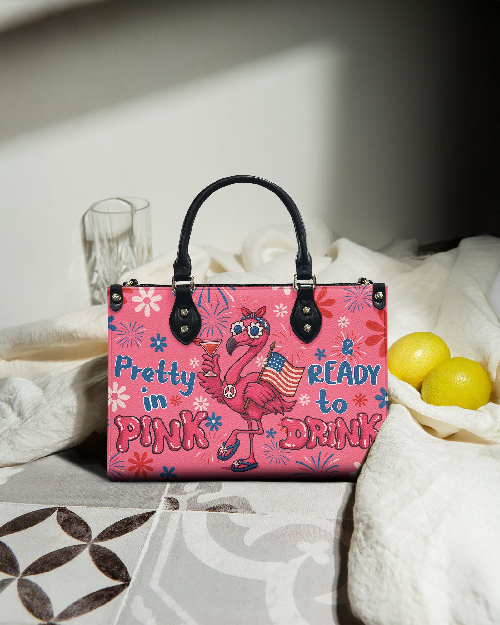 PRETTY IN PINK FLAMINGO LEATHER HANDBAG - TYQY1305259