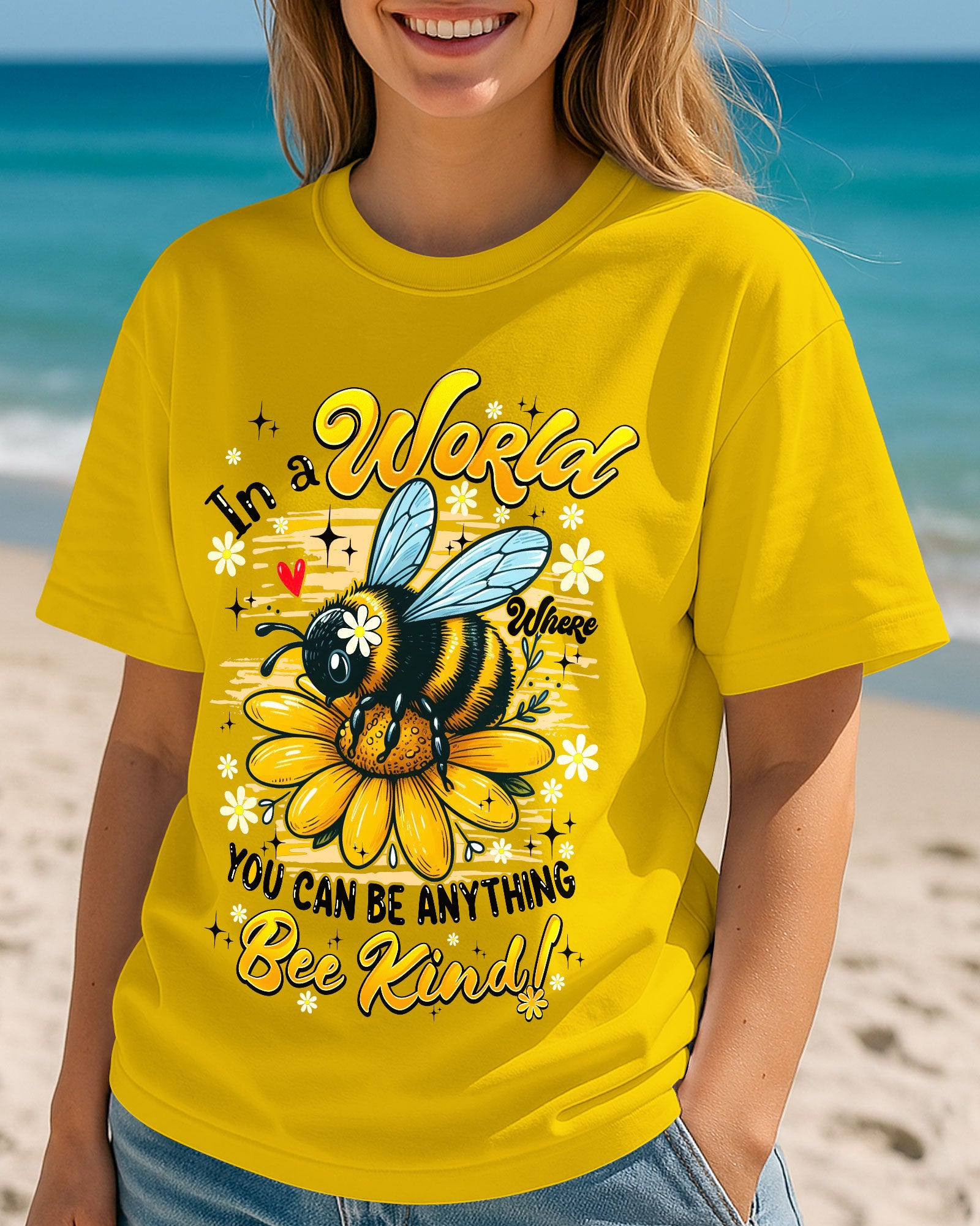 IN A WORLD WHERE YOU CAN BE ANYTHING BEE KIND COTTON SHIRT - TYQY0306256