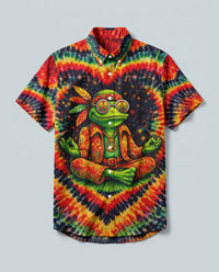JUST BREATHE FROG SWIRL BUTTON-DOWN COLLAR SHIRT - KMTM0406261