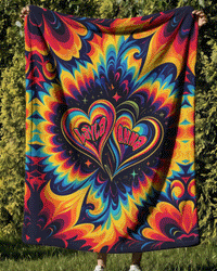 GROOVY HEART COLORFUL FLEECE BLANKET - TYTD3001261