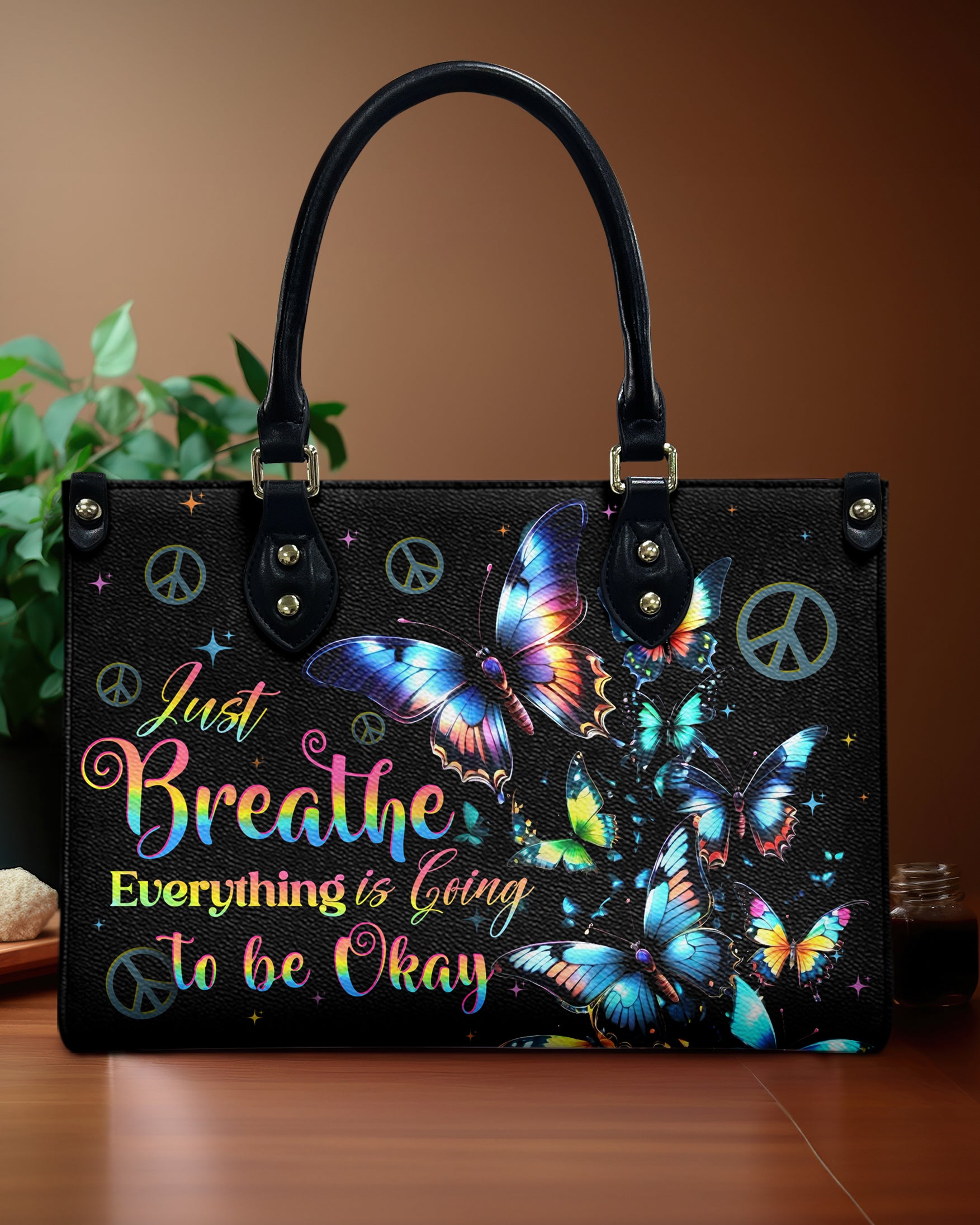 JUST BREATHE BUTTERFLIES LEATHER HANDBAG - TYTD1210242