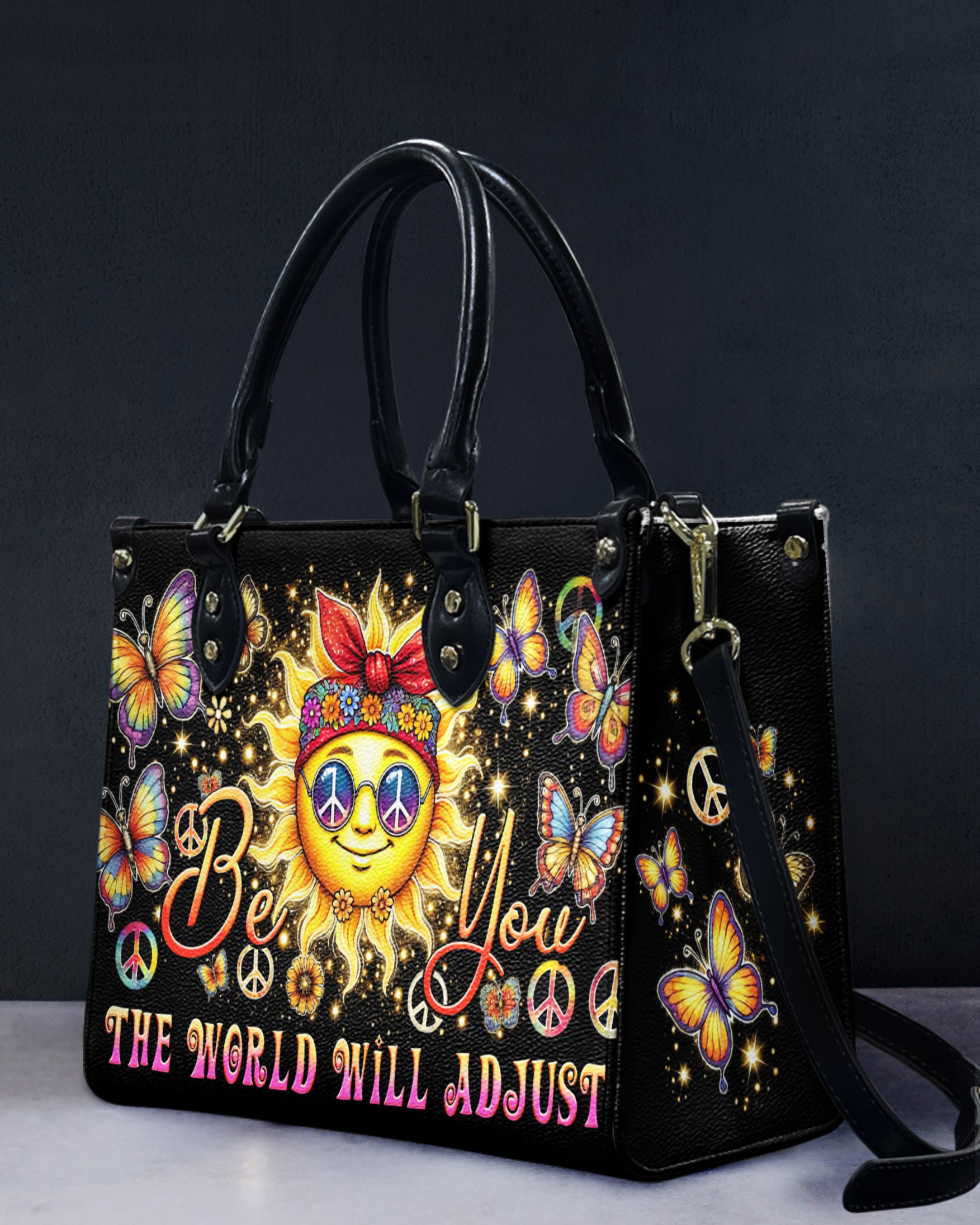 BE YOU THE WORLD WILL ADJUST HIPPIE SUN LEATHER HANDBAG - TYTD2506244