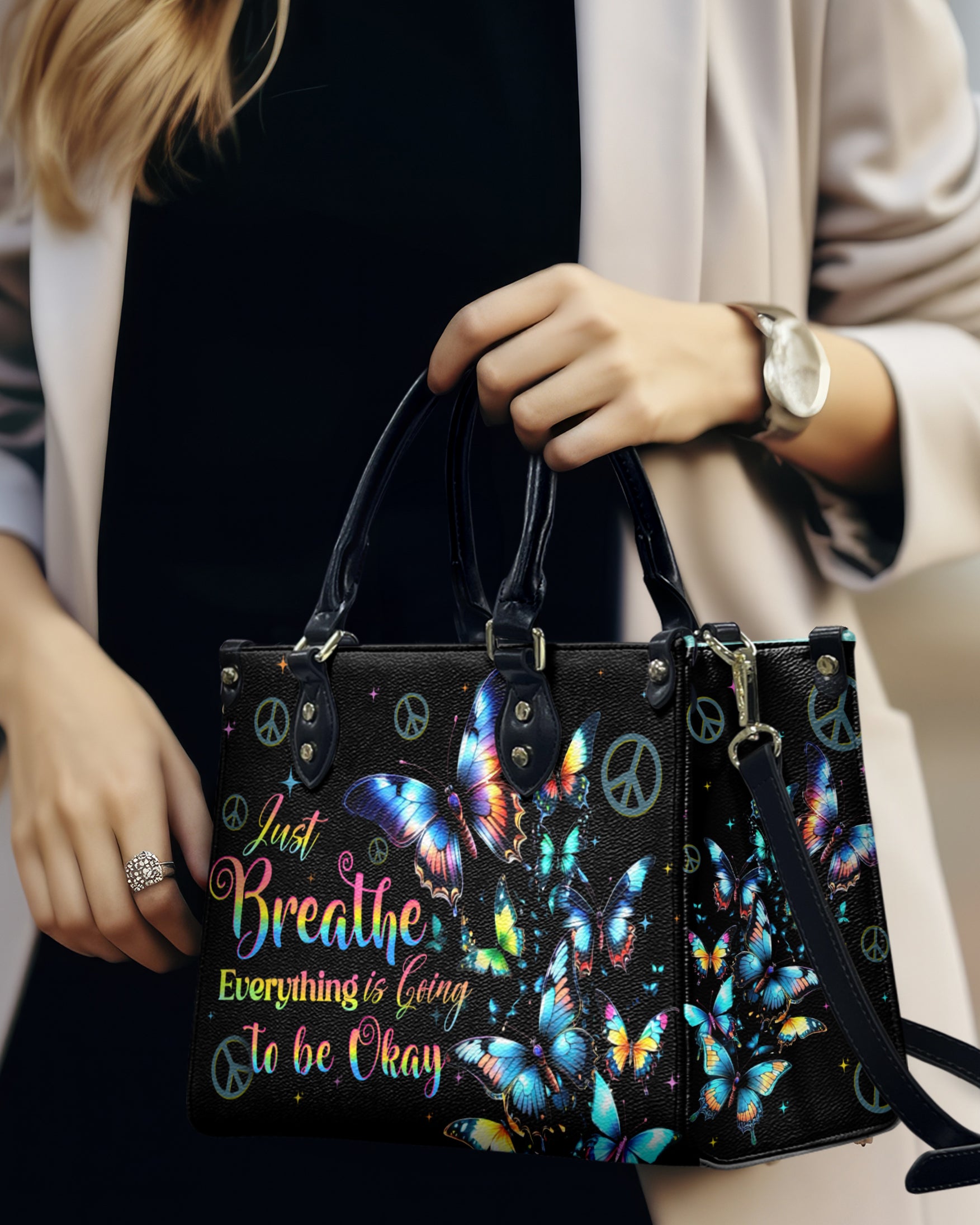 JUST BREATHE BUTTERFLIES LEATHER HANDBAG - TYTD1210242