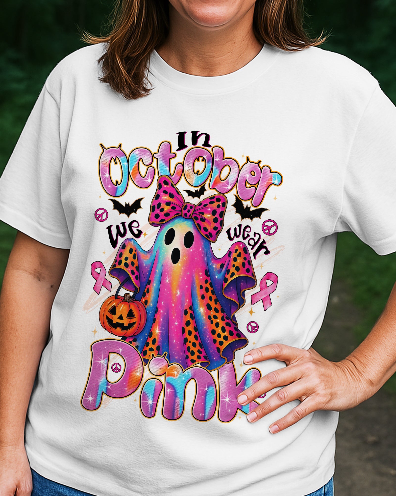 IN OCTOBER WE WEAR PINK BOO BREAST CANCER AWARENESS COTTON SHIRT - TYTD1308251