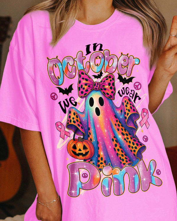 IN OCTOBER WE WEAR PINK BOO BREAST CANCER AWARENESS COTTON SHIRT - TYTD1308251
