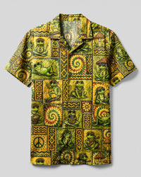 BOHO FROG SWIRL PATCHWORK CAMP SHIRT - TLNT3007262