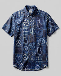 CAT AND PEACE PATCHWORK BUTTON-DOWN COLLAR SHIRT - TLNT0508263