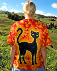 BLACK CAT ORANGE BURST ALL OVER PRINT - TLNT2109261