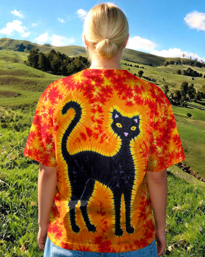 BLACK CAT ORANGE BURST ALL OVER PRINT - TLNT2109261
