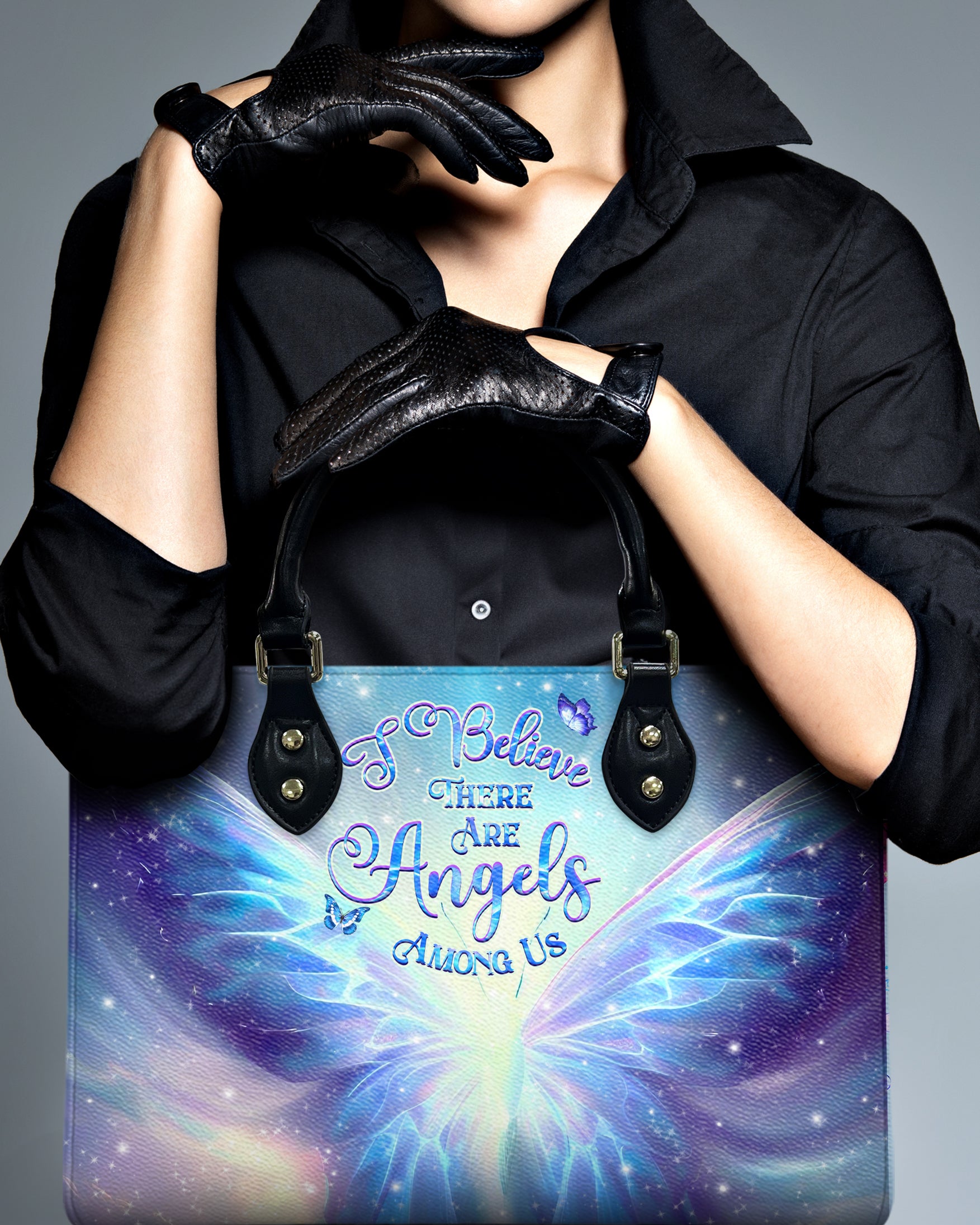 I BELIEVE THERE ARE ANGELS AMONG US LEATHER HANDBAG - YHHG0907242